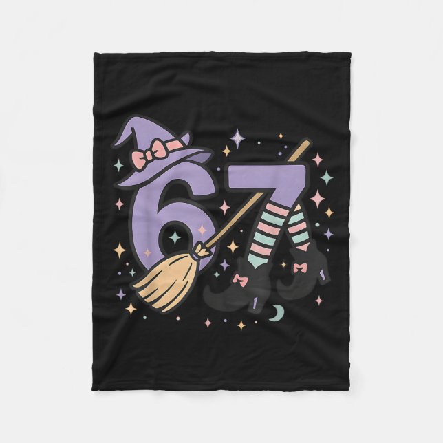 67 Halloween Girls Witch Six Seven 6 7 Brainrot Me Fleece Blanket (Front)