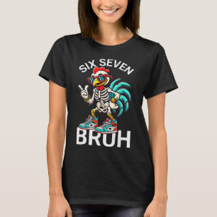 67 Halloween Meme 6 7 Chicken Skeleton Six Seven F T-Shirt