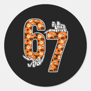 67 Halloween Meme 6 7 Numbers Six Seven Funny Kids Classic Round Sticker