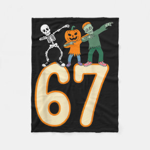 67 Halloween Meme 6 7 Numbers Six Seven Skeleton Fleece Blanket