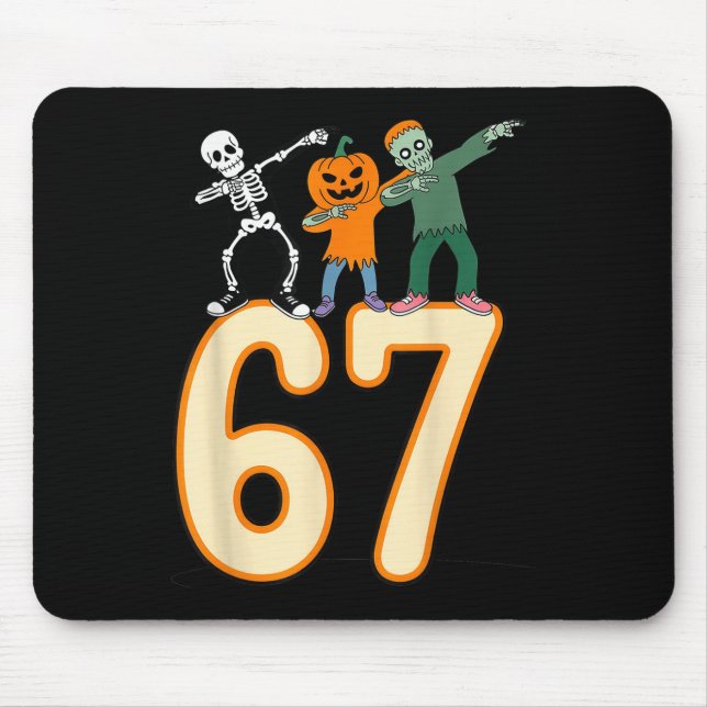 67 Halloween Meme 6 7 Numbers Six Seven Skeleton  Mouse Pad (Front)