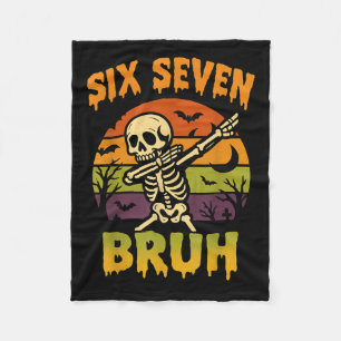 67 Halloween Meme 6 7 Skeleton Six Seven Numbers F Fleece Blanket