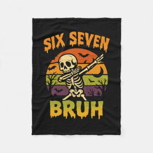 67 Halloween Meme 6 7 Skeleton Six Seven Numbers F Fleece Blanket