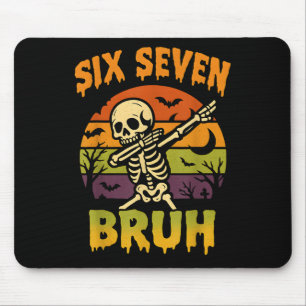 67 Halloween Meme 6 7 Skeleton Six Seven Numbers F Mouse Pad