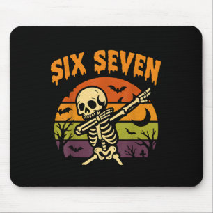 67 Halloween Meme 6 7 Skeleton Six Seven Numbers F Mouse Pad