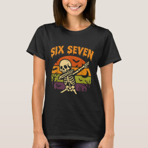 67 Halloween Meme 6 7 Skeleton Six Seven Numbers F T-Shirt