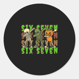 67 Halloween Meme Six Seven Dabbing Skeleton Zombi Classic Round Sticker