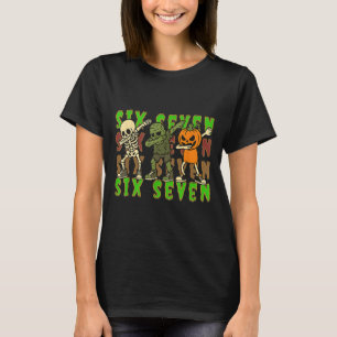 67 Halloween Meme Six Seven Dabbing Skeleton Zombi T-Shirt