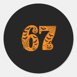 67 Halloween Six Seven Brainrot Meme Boys Kids Fun Classic Round Sticker