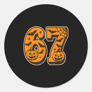 67 Halloween Six Seven Brainrot Meme Boys Kids Fun Classic Round Sticker