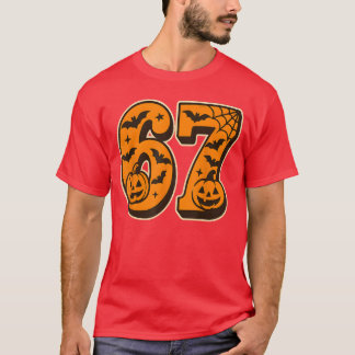 67 Halloween Six Seven Brainrot Meme Boys Kids Fun T-Shirt