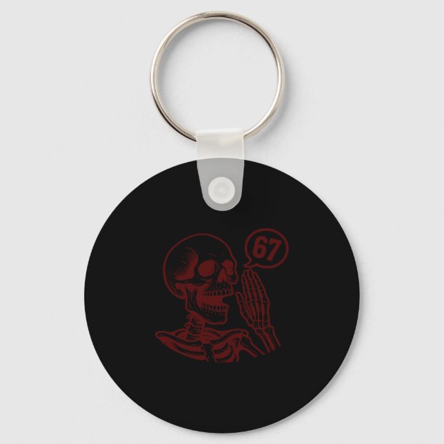 67 Halloween Skeleton Six Seven Meme Brainrot Funn Key Ring (Front)