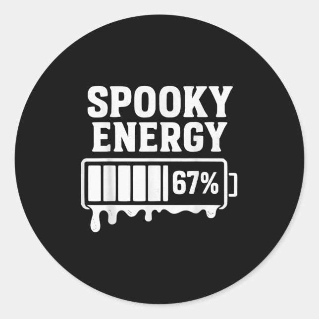67 Halloween Spooky Energy Brainrot Meme Six Seven Classic Round Sticker (Front)