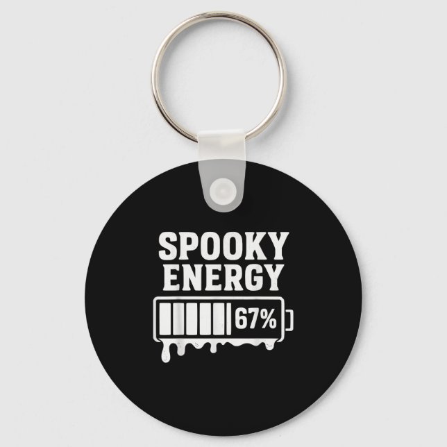 67 Halloween Spooky Energy Brainrot Meme Six Seven Key Ring (Front)