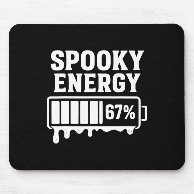 67 Halloween Spooky Energy Brainrot Meme Six Seven Mouse Pad (Front)