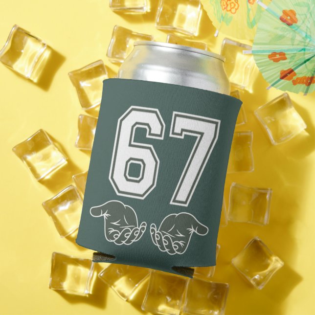67 Hand Funny Six Seven Meme Generation Alpha  Can Cooler (In Situ Summer)
