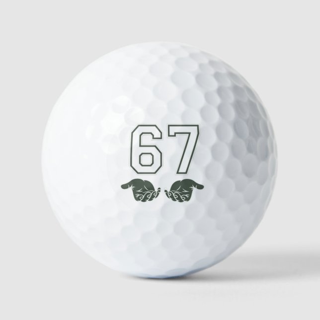 67 Hand Funny Six Seven Meme Generation Alpha  Golf Balls (Front)
