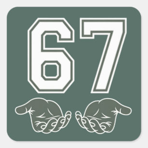 67 Hand Funny Six Seven Meme Generation Alpha  Square Sticker