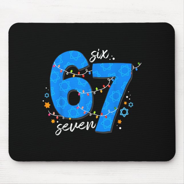 67 Hanukkah Jewish Holiday Menorah Six Seven Meme  Mouse Pad (Front)