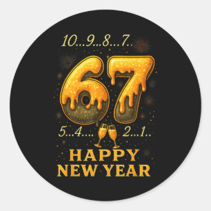 67 Happy New Year Six Seven Funny Countdown 2026 B Classic Round Sticker