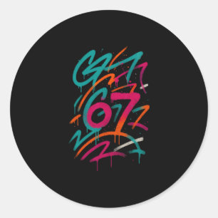 67 Hidden Meme Trending Gen Z Alpha Six Seven 6 7 Classic Round Sticker