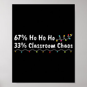 67% Ho Ho Ho 33% Clroom Chaos Funny Christmas 67 T Poster