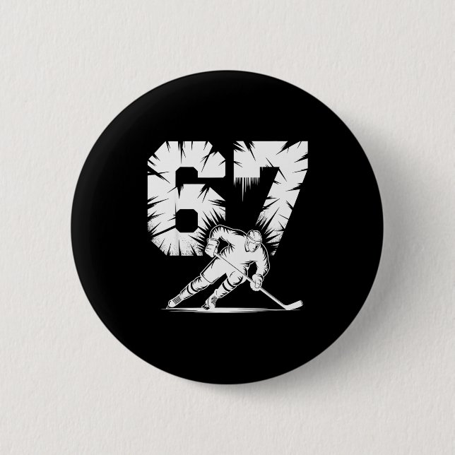 67 Hockey Cool Six Seven Gen Alpha Slang Winter St 6 Cm Round Badge (Front)