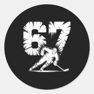 67 Hockey Cool Six Seven Gen Alpha Slang Winter St Classic Round Sticker