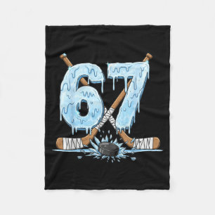 67 Hockey Drip Number Funny Meme Style Boys Fleece Blanket