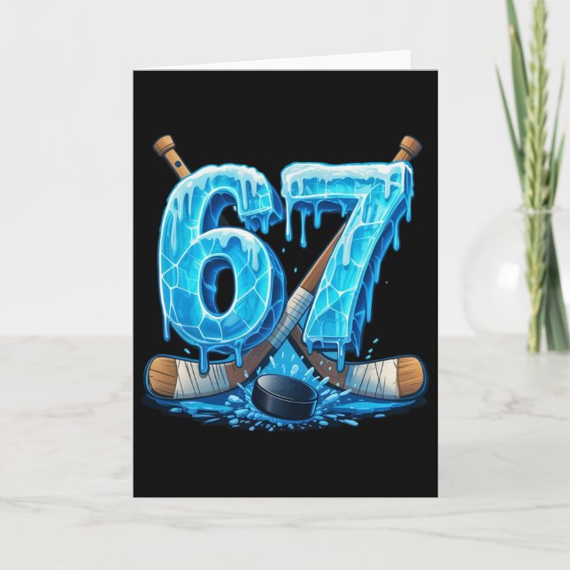 67 Hockey Drip Number Funny Meme Style Six Seven  Card (Front)