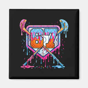67 Hockey Ice Cream Drip Gen Z Meme Puck Stick Magnet