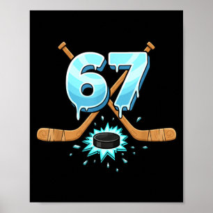 67 Hockey Ice Puck Smash Funny Boys Hockey Number Poster