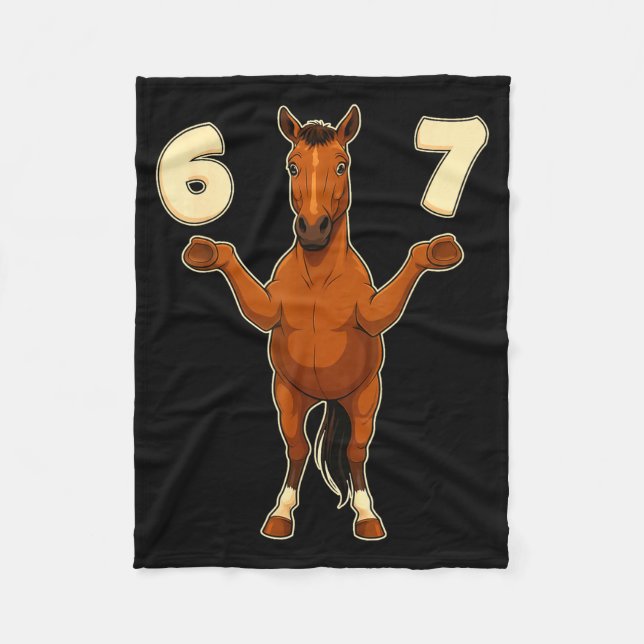 67 Horse Funny Gen Alpha Slang Kids Teens Number T Fleece Blanket (Front)