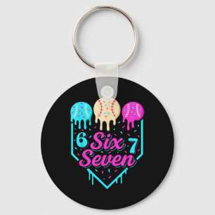 67 Ice Cream Baseball Drip Home Plate Six Seven 6 Key Ring