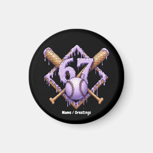 67 Ice Cream Drip Baseball Meme Funny Retro Sport  Magnet