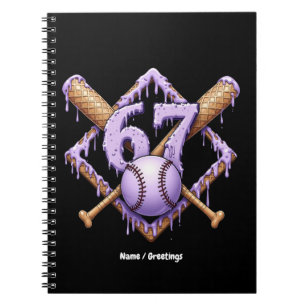 67 Ice Cream Drip Baseball Meme Funny Retro Sport  Notebook