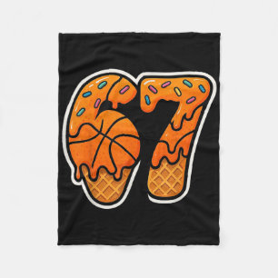 67 Ice Cream Drip Basketball Six Seven Meme Basket Fleece Blanket