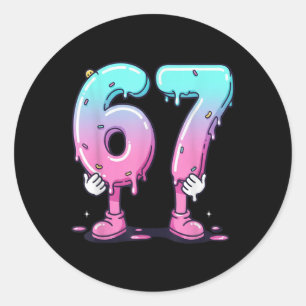 67 Ice Cream Drip (front) Six Seven Meme For Gen A Classic Round Sticker
