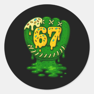 67 Ice Cream Drip Funny Six Seven Baseball  Classic Round Sticker