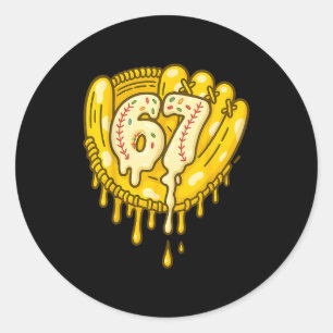 67 Ice Cream Drip Funny Six Seven Baseball  Classic Round Sticker