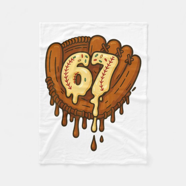 67 Ice Cream Drip Funny Six Seven Baseball  Fleece Blanket (Front)