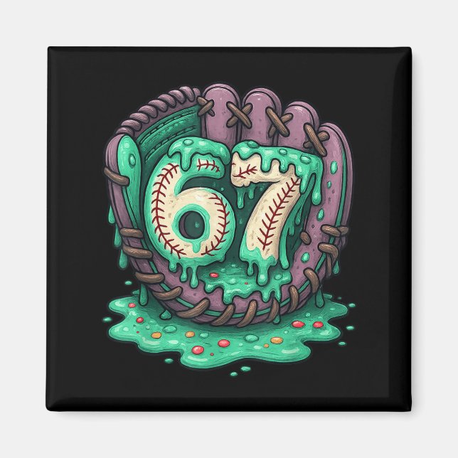 67 Ice Cream Drip Funny Six Seven Baseball  Magnet (Front)