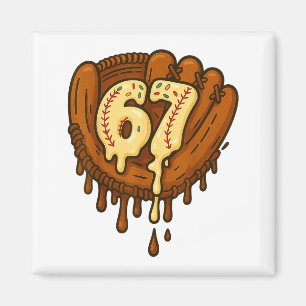 67 Ice Cream Drip Funny Six Seven Baseball Magnet