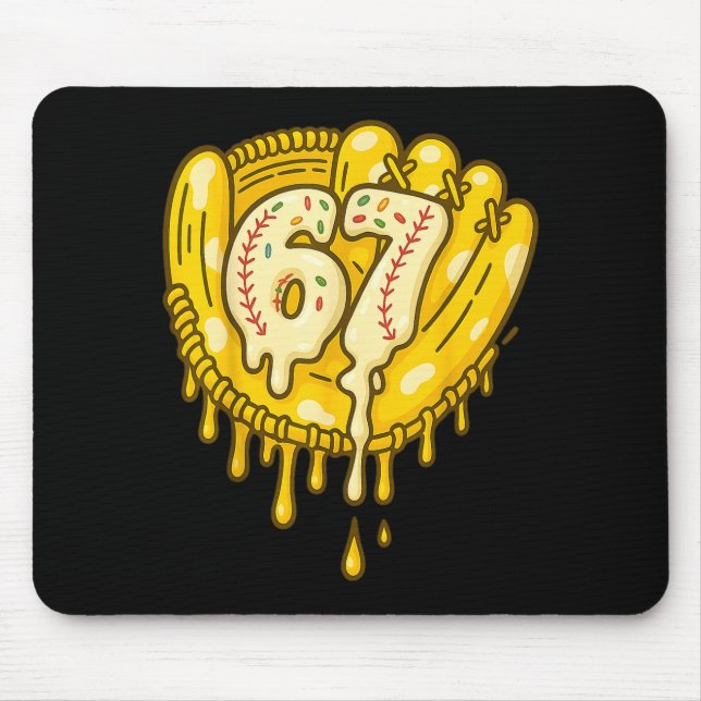 67 Ice Cream Drip Funny Six Seven Baseball  Mouse Pad (Front)