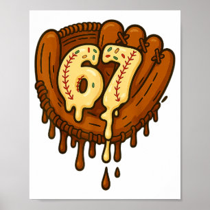 67 Ice Cream Drip Funny Six Seven Baseball  Poster