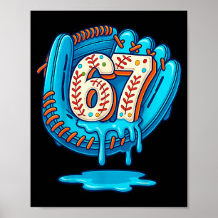 67 Ice Cream Drip Funny Six Seven Baseball Poster