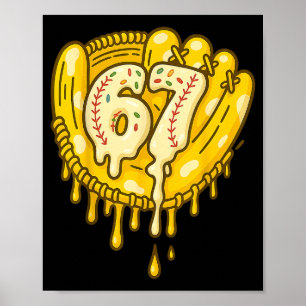67 Ice Cream Drip Funny Six Seven Baseball Poster