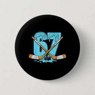 67 Ice Cream Drip Hockey Gen Alpha Slang Six Seven 6 Cm Round Badge