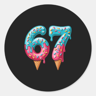 67 Ice Cream Drip Meme Classic Round Sticker