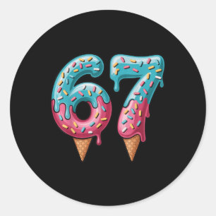 67 Ice Cream Drip Meme  Classic Round Sticker